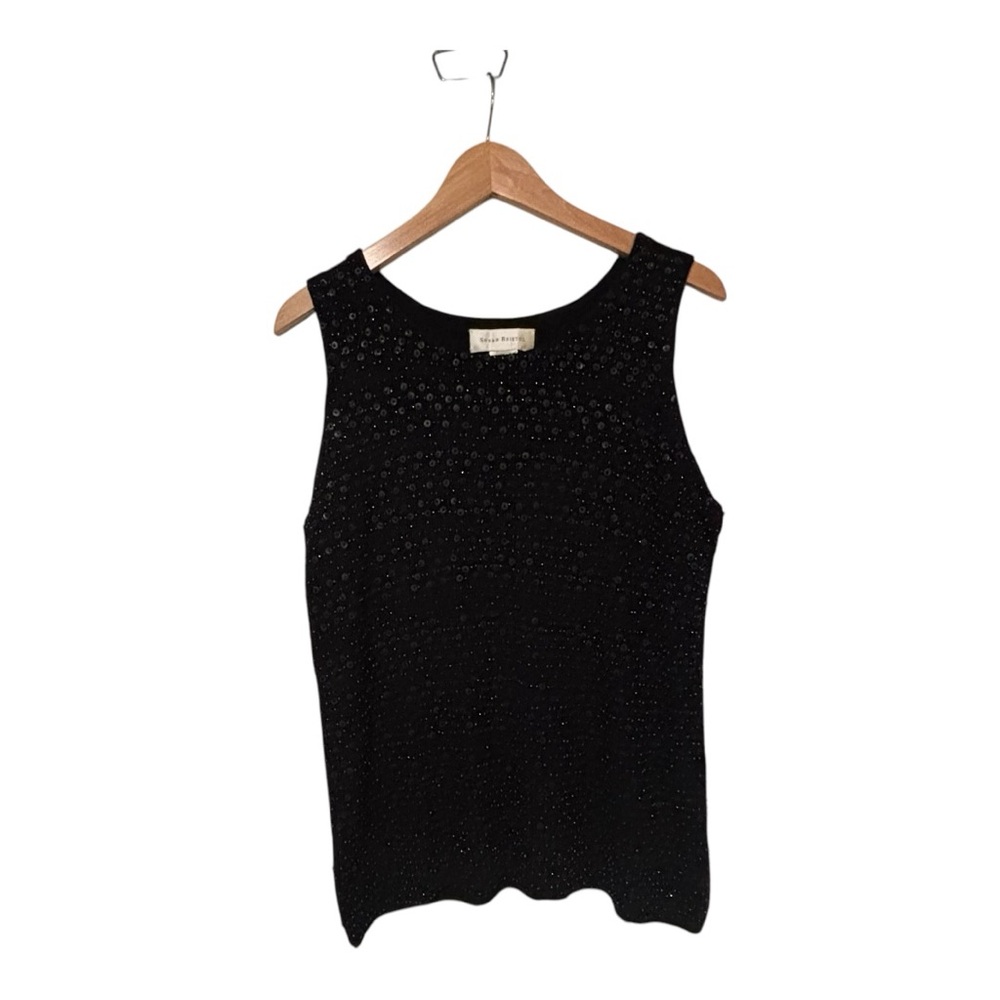 Susan Bristol Black Sleeveless Tank Top Sweater with Sequons XL